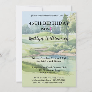 Lady Golfer Custom 45th Birthday Party Invitation