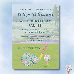 * Lady Golfer Custom 45th Birthday Party Invitation