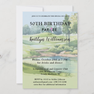 Lady Golfer Custom 50th Birthday Party Invitation