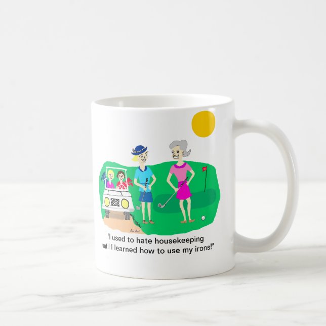 Lady Golfer Housekeeping Cartoon Mug (Right)