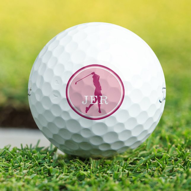 Lady Golfer Modern Sports Monogram Golf Chic Pink Golf Balls (Lady Golfer Modern Sports Monogram Golf Chic Pink Golf Balls)