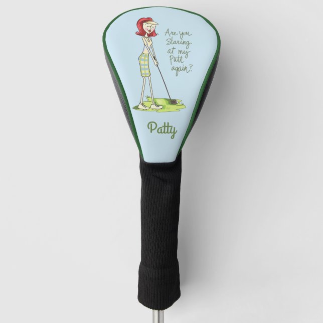Lady Golfer Personalised Golf Head Cover (Front)