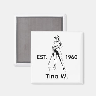 Lady Golfer Personalised name and year Magnet