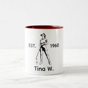 Lady Golfer Personalised name and year  Two-Tone Coffee Mug