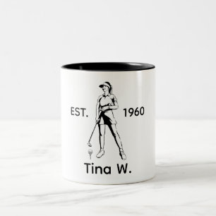 Lady Golfer Personalised name and year Two-Tone Coffee Mug