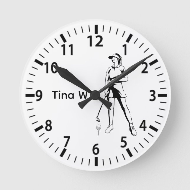 Lady Golfer Personalised name Round Clock (Front)