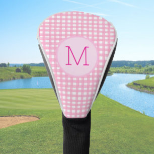 Lady Golfer Pink Gingham Preppy Custom Ladies Golf Head Cover