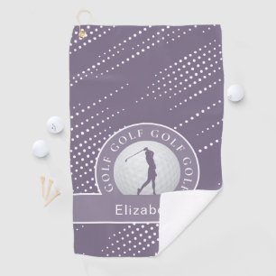 Lady Golfer Silhouette Golf Sports Pattern Purple  Golf Towel