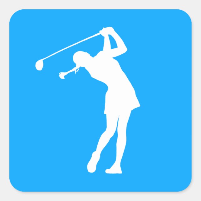 Lady Golfer Silhouette Sticker Blue (Front)