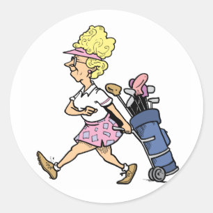 Lady Golfer Tshirts and Gifts Classic Round Sticker