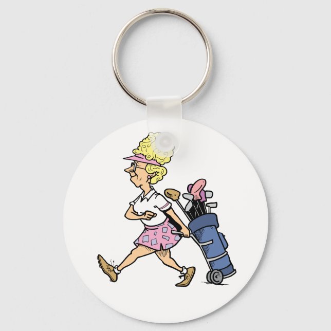 Lady Golfer Tshirts and Gifts Key Ring (Front)