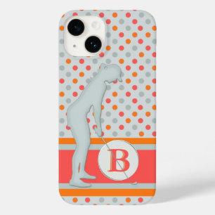 Lady Golfer Unique Polka dots Monogram Case-Mate iPhone 14 Case