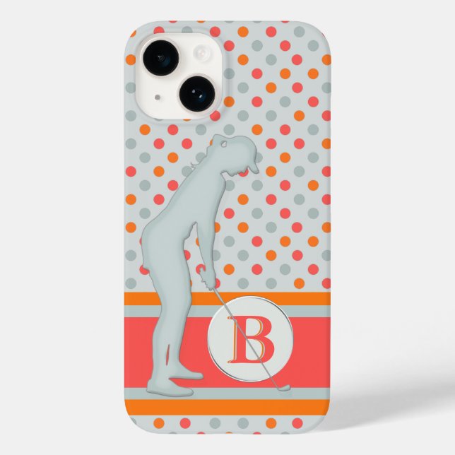 Lady Golfer Unique Polka dots Monogram Case-Mate iPhone Case (Back)
