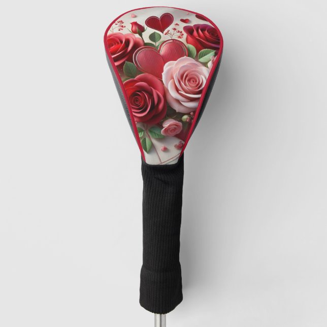 Lady Golfer Valentine's Day  Golf Head Cover (Front)
