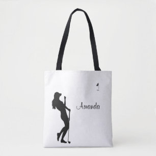 Lady Golfer White Personal Tote Bag