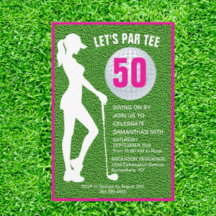 Lady Green-Themed Golf Birthday invitation