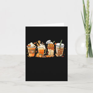 Lady Happy Fall Coffee Pumpkin Latte Thanksgiving  Card