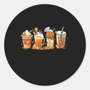 Lady Happy Fall Coffee Pumpkin Latte Thanksgiving Classic Round Sticker
