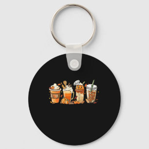 Lady Happy Fall Coffee Pumpkin Latte Thanksgiving  Key Ring