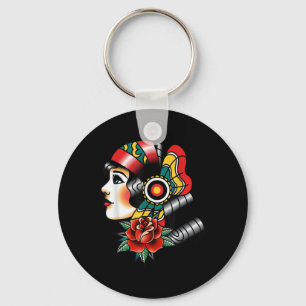Lady Head American Traditional Tattoo Old School  Key Ring