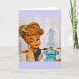 Lady Head Vase Blue Roses Perfume Bottle Glam Card