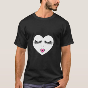 Lady Heart With Eyelashes And Pink Lips Valentine' T-Shirt