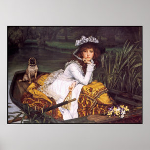 Lady & Her Pet Pug in a Boat by James Tissot Poster