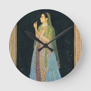 Lady holding a blossom, from the Small Clive Album Round Clock