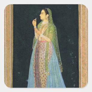 Lady holding a blossom, from the Small Clive Album Square Sticker