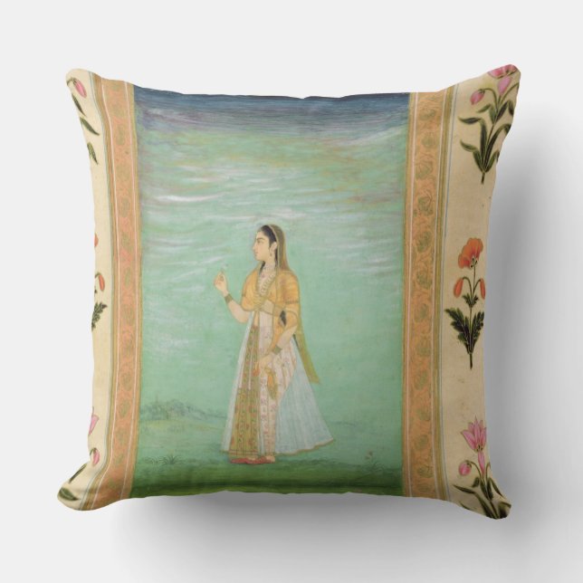 Lady holding a flower, from the Small Clive Album Cushion (Front)