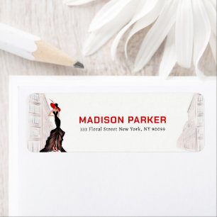 Lady Illustration  Return Address Label
