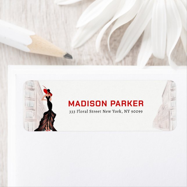 Lady Illustration  Return Address Label (Insitu)
