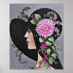Lady In A Decorative Hat Poster