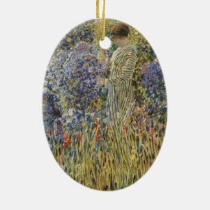 Lady in a Garden by Frederick Frieseke, Fine Art Ceramic Ornament