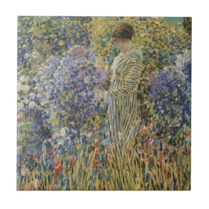 Lady in a Garden by Frederick Frieseke, Fine Art Ceramic Tile