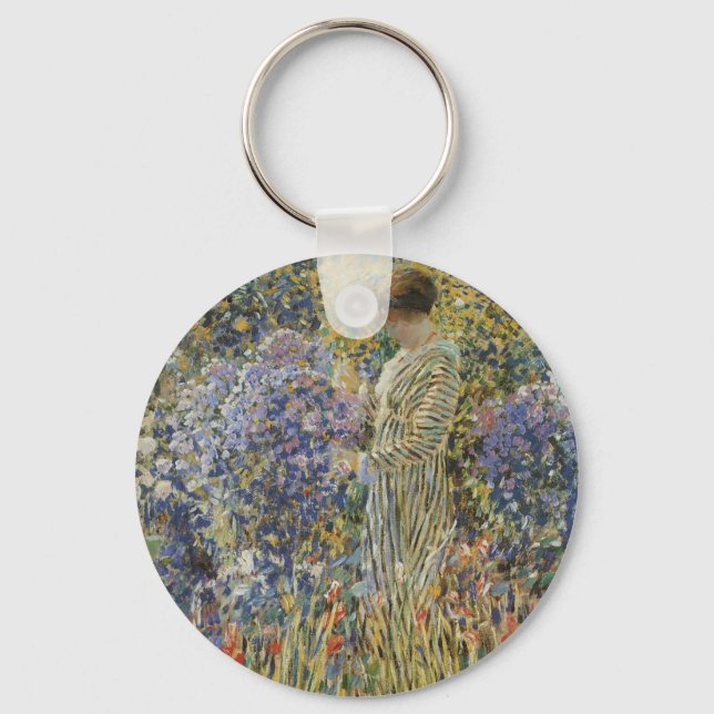 Lady in a Garden by Frederick Frieseke, Fine Art Key Ring (Front)