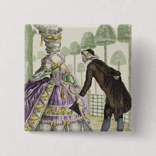 Lady in a Lilac Dress Promenades in the Gardens of 15 Cm Square Badge