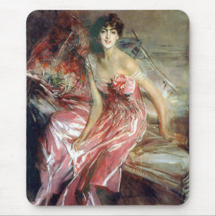 Lady in a Pink Dress (by Giovanni Boldini) Mouse Pad