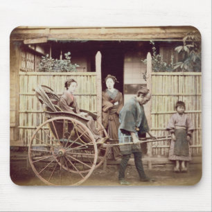 Lady in a rickshaw, c.1890s (coloured photo) mouse pad