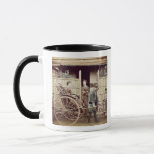 Lady in a rickshaw, c.1890s (coloured photo) mug