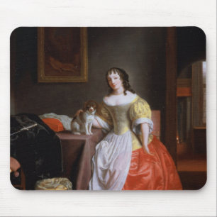 Lady in a yellow and red dress mouse pad