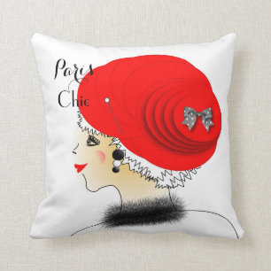 Lady In Big Hat Paris Fashion Illustration Cushion