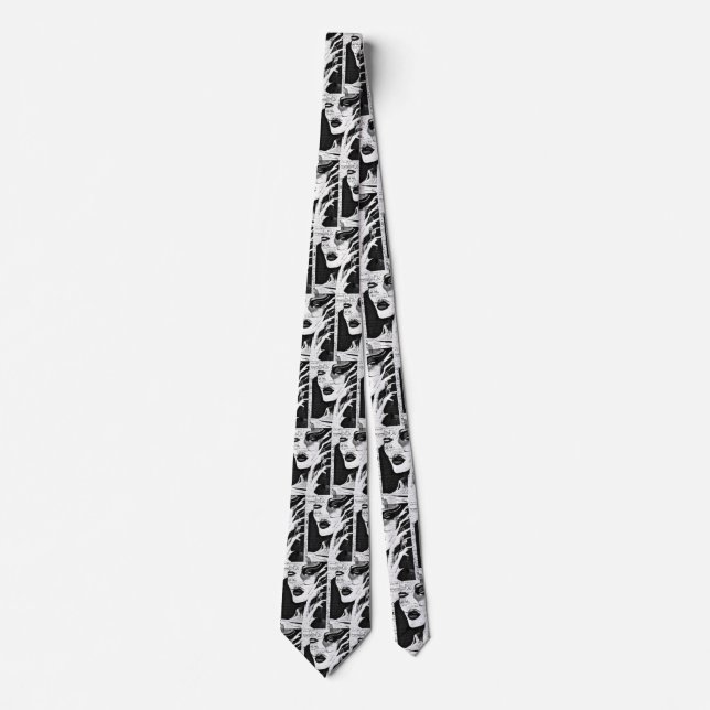 Lady in black and white tie (Front)