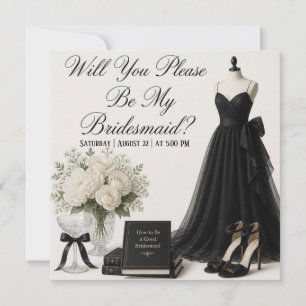 Lady In Black   Bridesmaid Proposal Card