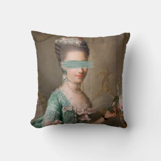 Lady in Blue, altered art, Throw Pillow