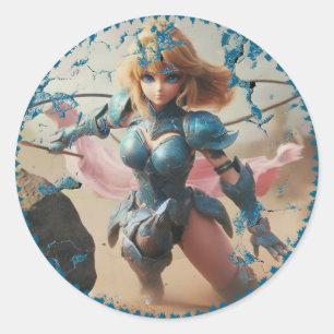 Lady in Blue Armour Classic Round Sticker