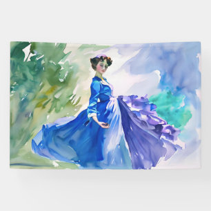 Lady in Blue Dress - Watercolor Painting Banner