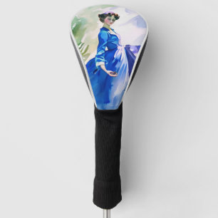 Lady in Blue Dress - Watercolor Painting Golf Head Cover