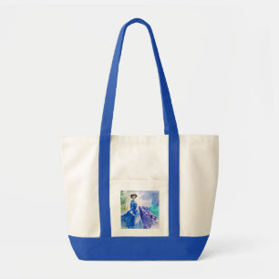 Lady in Blue Dress - Watercolor Painting Tote Bag