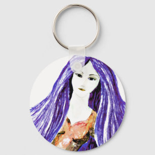Lady in Brown and Purple. Key Ring